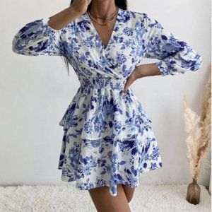 blue floral dress